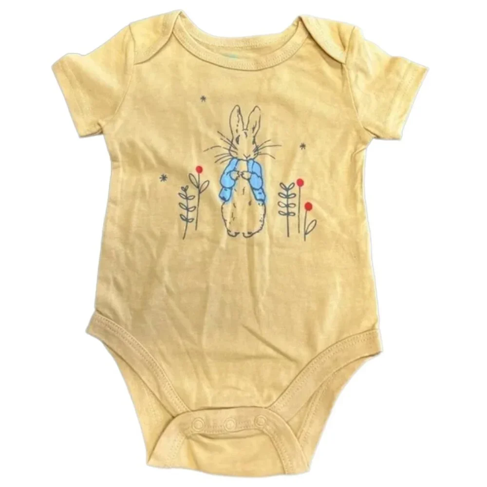 NWOT Disney Baby Peter Rabbit Bodysuit Yellow Bunny Short Sleeve Multiple Sizes